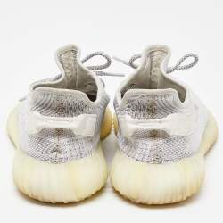Yeezy x Adidas White/Grey Knit Fabric Boost 350 V2 Static Reflective Sneakers Size 46