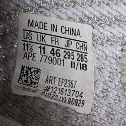 Yeezy x Adidas White/Grey Knit Fabric Boost 350 V2 Static Reflective Sneakers Size 46