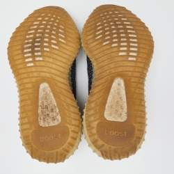 Pre Owned Yeezy x Adidas Black/Grey Knit Fabric Boost 350 V2 Carbon Sneakers Size 38