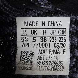 Pre Owned Yeezy x Adidas Black/Grey Knit Fabric Boost 350 V2 Carbon Sneakers Size 38