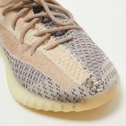 Pre Owned Yeezy x adidas Multicolor Knit Fabric Boost 350 V2 Ash Pearl Sneakers Size 47 2/3