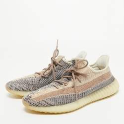 Pre Owned Yeezy x adidas Multicolor Knit Fabric Boost 350 V2 Ash Pearl Sneakers Size 47 2/3