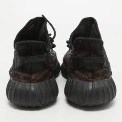Pre Owned Yeezy x Adidas Black/Brown Knit Fabric Boost 350 V2 MX Rock Sneakers Size 47 1/3