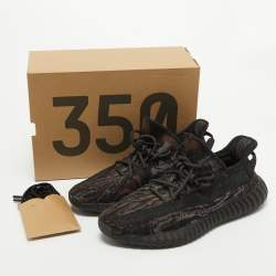 Pre Owned Yeezy x Adidas Black/Brown Knit Fabric Boost 350 V2 MX Rock Sneakers Size 47 1/3