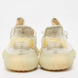 Pre Owned Yeezy x Adidas White Knit Fabric Boost 350 V2 Light Sneakers Size 47 1/3