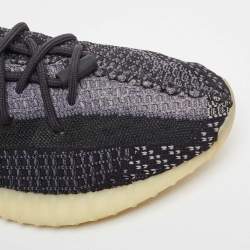 Pre Owned Yeezy x Adidas Black Knit Fabric Boost 350 V2 Carbon Sneakers Size 47 1/3