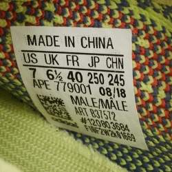 Pre Owned Yeezy x Adidas Yellow/Blue Knit Fabric Boost 350 V2 Semi Frozen Yellow Sneakers Size 40