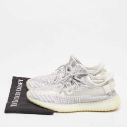 Pre Owned Yeezy x Adidas Grey/White Knit Fabric Boost 350 V2 Static Sneakers Size 42