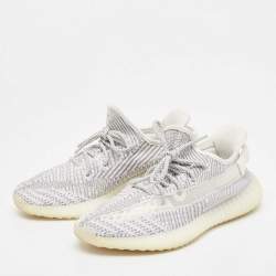 Pre Owned Yeezy x Adidas Grey/White Knit Fabric Boost 350 V2 Static Sneakers Size 42