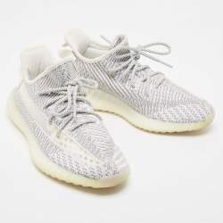 Pre Owned Yeezy x Adidas Grey/White Knit Fabric Boost 350 V2 Static Sneakers Size 42