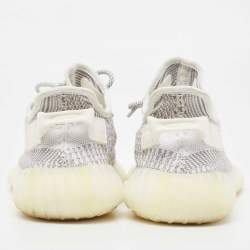 Pre Owned Yeezy x Adidas Grey/White Knit Fabric Boost 350 V2 Static Sneakers Size 42