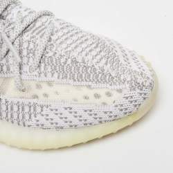 Pre Owned Yeezy x Adidas Grey/White Knit Fabric Boost 350 V2 Static Sneakers Size 42