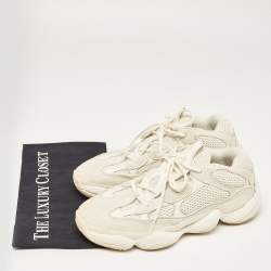 Pre Owned Yeezy x Adidas White Mesh and Suede 500 Bone White Sneakers Size 42