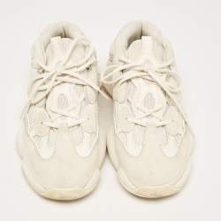 Pre Owned Yeezy x Adidas White Mesh and Suede 500 Bone White Sneakers Size 42