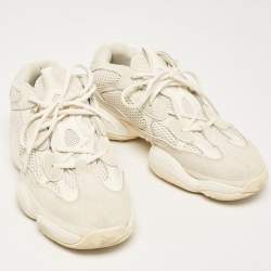 Pre Owned Yeezy x Adidas White Mesh and Suede 500 Bone White Sneakers Size 42