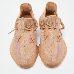 Pre Owned Yeezy x Adidas Orange Knit Fabric Boost 350 V2 Clay Sneakers Size 46