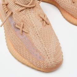 Pre Owned Yeezy x Adidas Orange Knit Fabric Boost 350 V2 Clay Sneakers Size 46