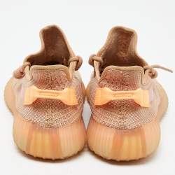 Pre Owned Yeezy x Adidas Orange Knit Fabric Boost 350 V2 Clay Sneakers Size 46