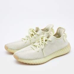 Yeezy x Adidas Light Yellow Knit Fabric Boost 350 V2 Butter Sneakers Size 41 1/3
