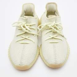 Yeezy x Adidas Light Yellow Knit Fabric Boost 350 V2 Butter Sneakers Size 41 1/3