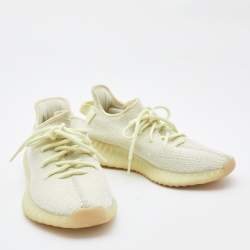 Yeezy x Adidas Light Yellow Knit Fabric Boost 350 V2 Butter Sneakers Size 41 1/3