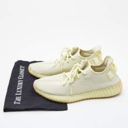 Yeezy x Adidas Light Yellow Knit Fabric Boost 350 V2 Butter Sneakers Size 41 1/3
