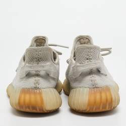 Pre Owned Yeezy x Adidas Grey Knit Fabric Boost 350 V2 Sesame Sneakers Size 45 1/3