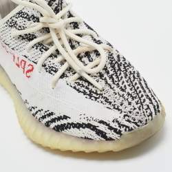 Yeezy x Adidas White/Black Knit Fabric Boost 350 V2 Zebra Sneakers Size 41 1/3