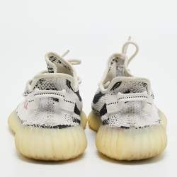 Yeezy x Adidas White/Black Knit Fabric Boost 350 V2 Zebra Sneakers Size 41 1/3