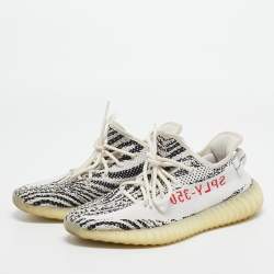 Yeezy x Adidas White/Black Knit Fabric Boost 350 V2 Zebra Sneakers Size 41 1/3