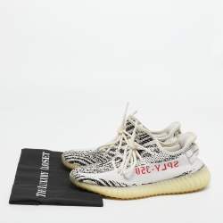 Yeezy x Adidas White/Black Knit Fabric Boost 350 V2 Zebra Sneakers Size 41 1/3