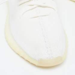 Pre Owned Yeezy x Adidas White Knit Fabric Boost 350 V2 Cream Sneakers Size 46 2/3