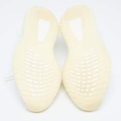 Pre Owned Yeezy x Adidas White Knit Fabric Boost 350 V2 Cream Sneakers Size 46 2/3