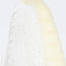 Pre Owned Yeezy x Adidas White Knit Fabric Boost 350 V2 Cream Sneakers Size 46 2/3
