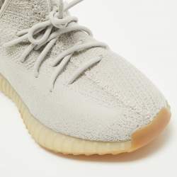 Pre Owned Yeezy x Adidas Grey Knit Fabric Boost 350 V2 Sesame Sneakers Size 46 2/3