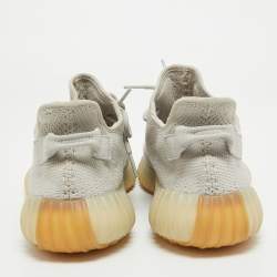 Pre Owned Yeezy x Adidas Grey Knit Fabric Boost 350 V2 Sesame Sneakers Size 46 2/3