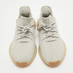 Pre Owned Yeezy x Adidas Grey Knit Fabric Boost 350 V2 Sesame Sneakers Size 46 2/3