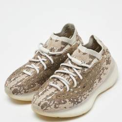 Pre Owned Yeezy x Adidas Brown Knit Fabric Boost 380 Pyrite Sneakers Size 38 2/3