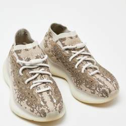 Pre Owned Yeezy x Adidas Brown Knit Fabric Boost 380 Pyrite Sneakers Size 38 2/3