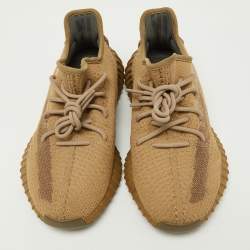 Pre Owned Yeezy x Adidas Brown Knit Fabric Boost 350 V2  Earth Sneakers Size 40 2/3