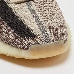 Pre Owned Yeezy x Adidas Beige/Brown Knit Fabric Boost 350 V2 Zyon Sneakers Size 43 1/3