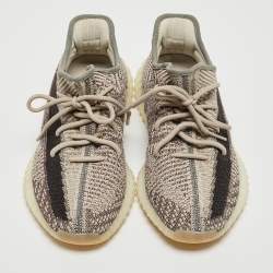 Pre Owned Yeezy x Adidas Beige/Brown Knit Fabric Boost 350 V2 Zyon Sneakers Size 43 1/3
