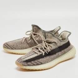 Pre Owned Yeezy x Adidas Beige/Brown Knit Fabric Boost 350 V2 Zyon Sneakers Size 43 1/3