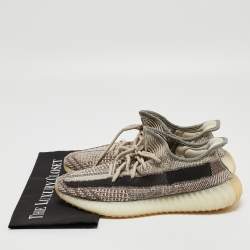 Pre Owned Yeezy x Adidas Beige/Brown Knit Fabric Boost 350 V2 Zyon Sneakers Size 43 1/3