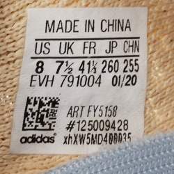 Pre Owned Yeezy x Adidas Beige/Grey Knit Fabric Boost 350 V2 Linen Sneakers Size 41 1/3