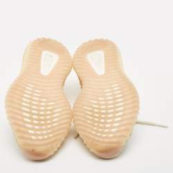 Pre Owned Yeezy x Adidas Beige/Grey Knit Fabric Boost 350 V2 Linen Sneakers Size 41 1/3