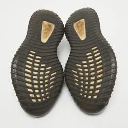 Pre Owned Yeezy x Adidas Black/Green Knit Fabric Boost 350 V2 Core Black Green Sneakers Size 40 2/3