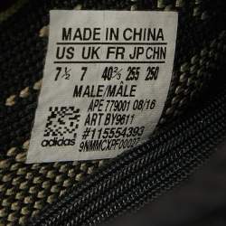 Pre Owned Yeezy x Adidas Black/Green Knit Fabric Boost 350 V2 Core Black Green Sneakers Size 40 2/3