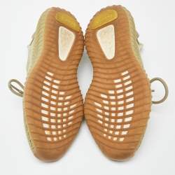 Pre Owned Yeezy x Adidas Green Knit Fabric Boost 350 V2 Sulfur Sneakers Size 42