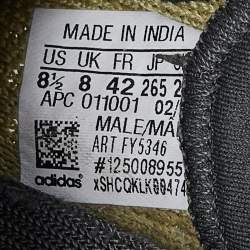 Pre Owned Yeezy x Adidas Green Knit Fabric Boost 350 V2 Sulfur Sneakers Size 42